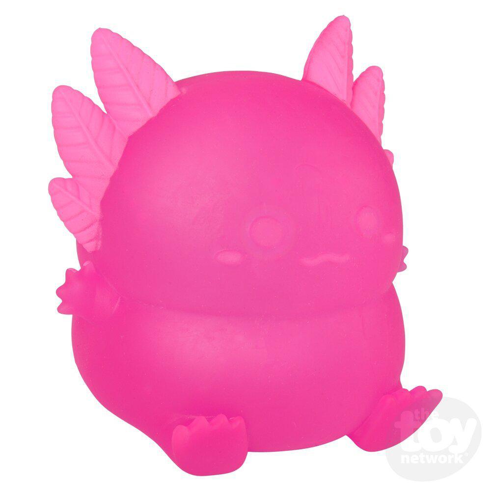 a round pink axolotl squishy toy