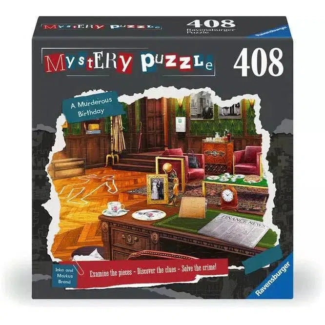 Behold the Ravensburger Murderous Jigsaw Puzzle, where the scene unfolds in a meticulously illustrated room. Discover hidden clues among objects like a chessboard, violin, and newspaper on the table. Can you unravel the secrets of this captivating crime game?