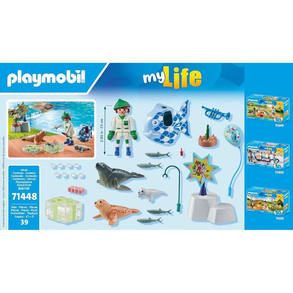 Discover the Playmobil set 71448, a captivating adventure in underwater exploration. This dazzling 39-piece kit includes a figure in diving gear alongside sea animals, fish, coral, and accessories—perfect for any toys &amp; games enthusiast. Check packaging for details on this vibrant marine world!.