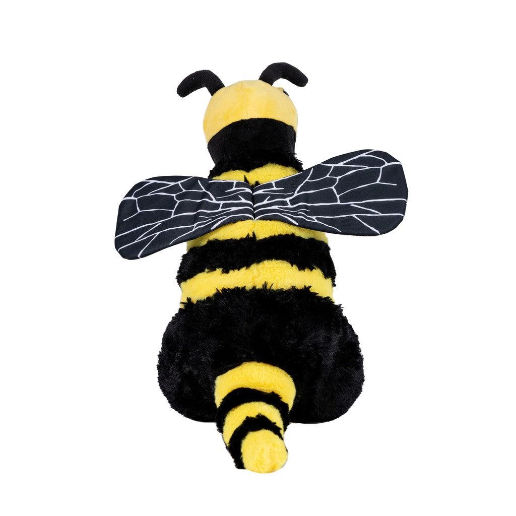 The Randimals plush toy bee, a delightful hybrid animal friend, showcases black and yellow stripes, two black antennae, and back wings adorned with white patterns. It's an invitation to adventure and imagination against a solid background.