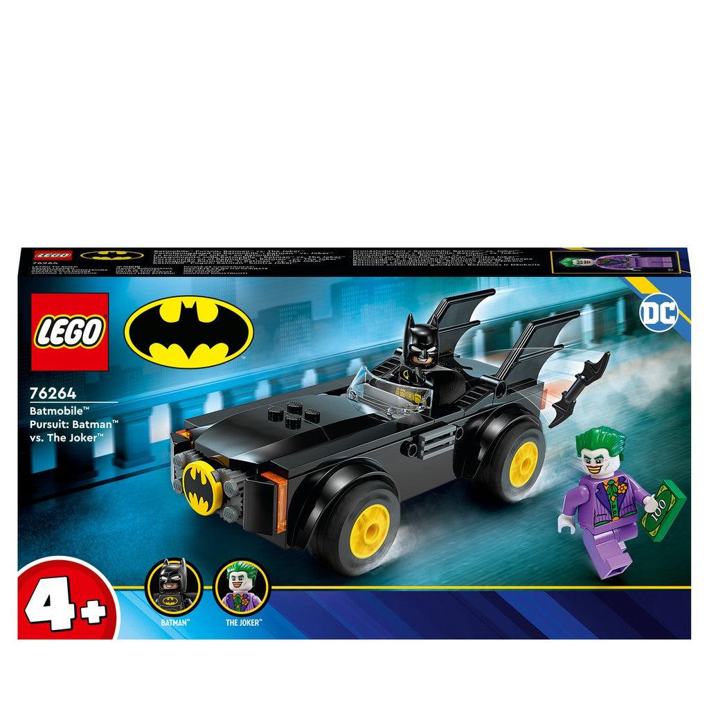 image shows the LEGO Batmobile Pursuit: Batman vs. the Joker. Batman is on his batmobile chasing Joker who stole some money!