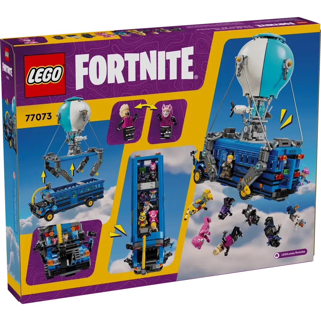 The back of the box shows that the bus can open up to place figures inside