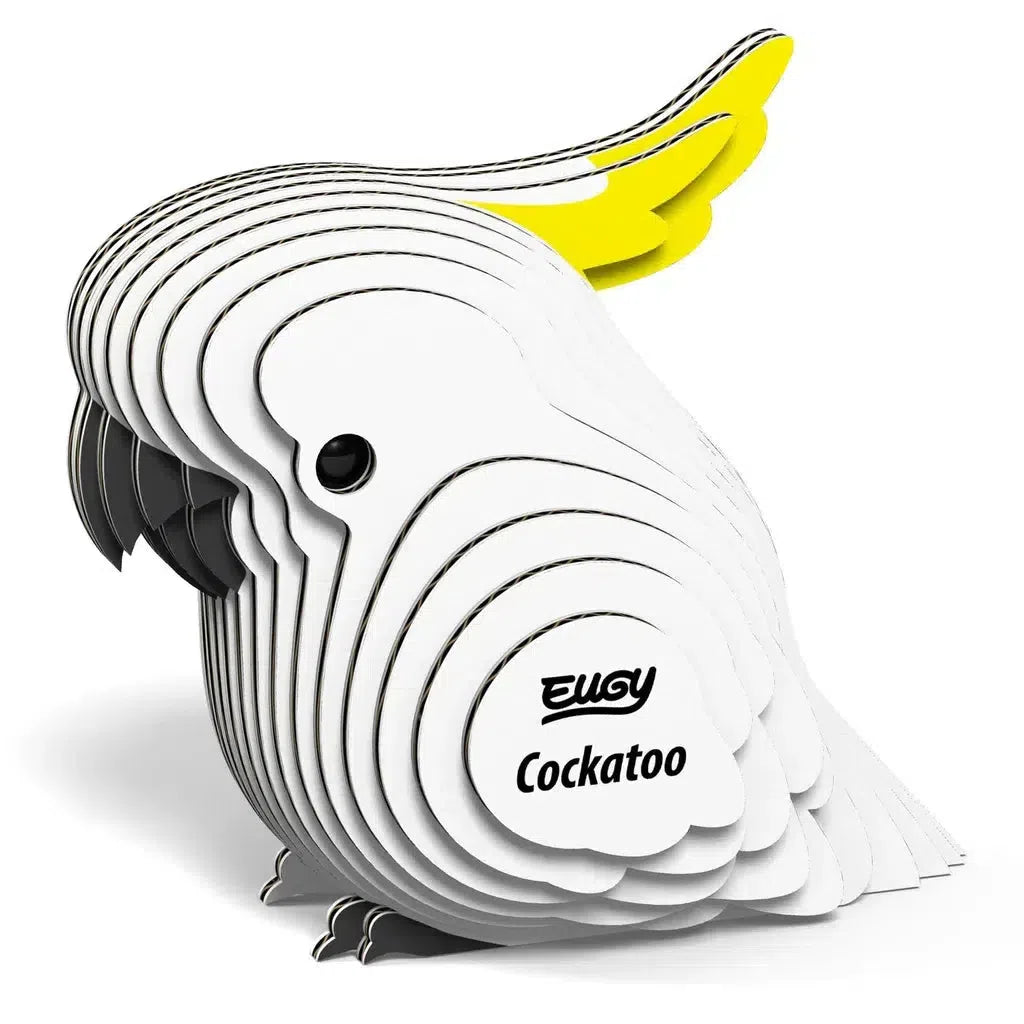 Discover the Eugy Cockatoo, a captivating 3D puzzle model designed to spark curiosity in STEM concepts. Crafted from eco-friendly materials, this layered white piece boasts a striking yellow crest, making it both educational and environmentally conscious.