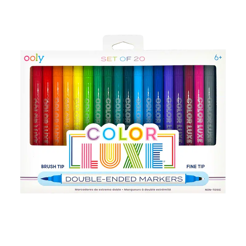 Color Luxe by Ooly, double ended markers - one end brush tip, the other fine tip. Comes in 20 colors