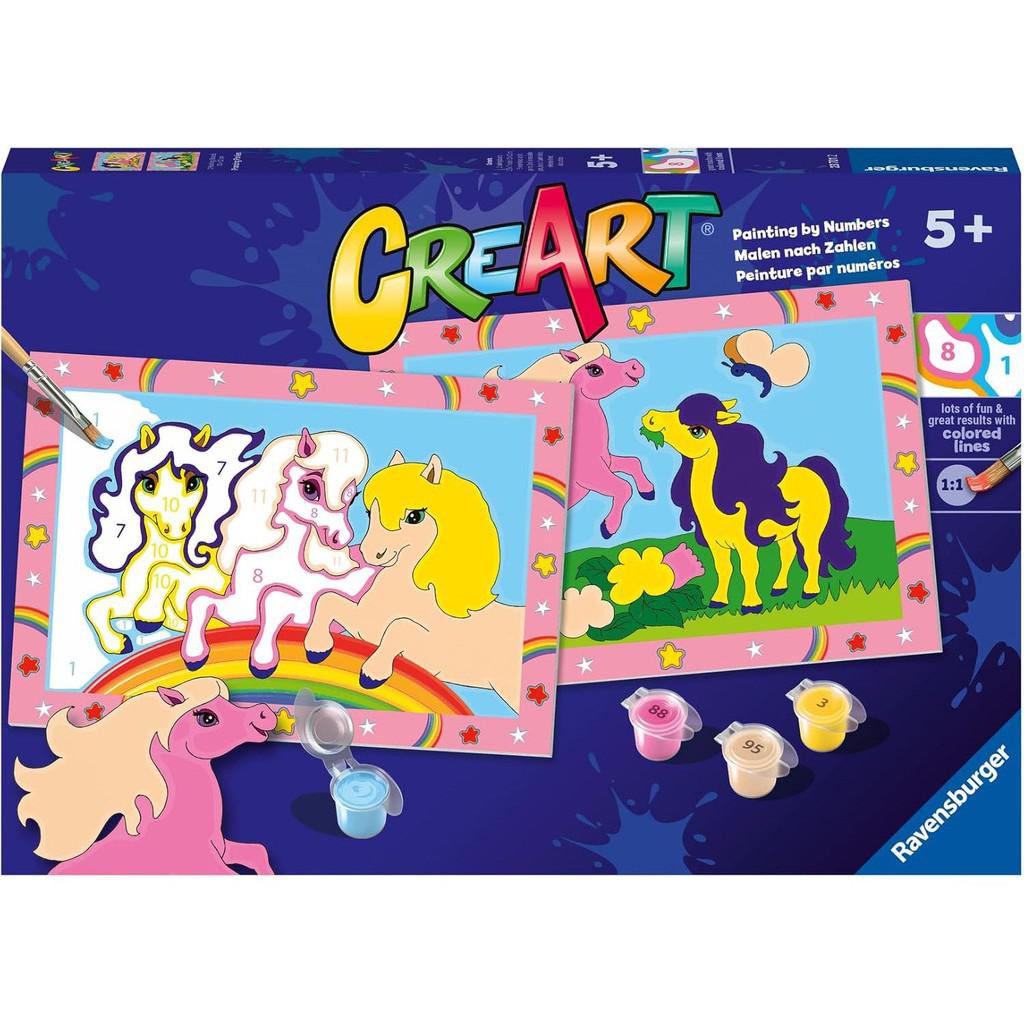 Creart box featuring two paintings of cartoon ponies for kids five and older