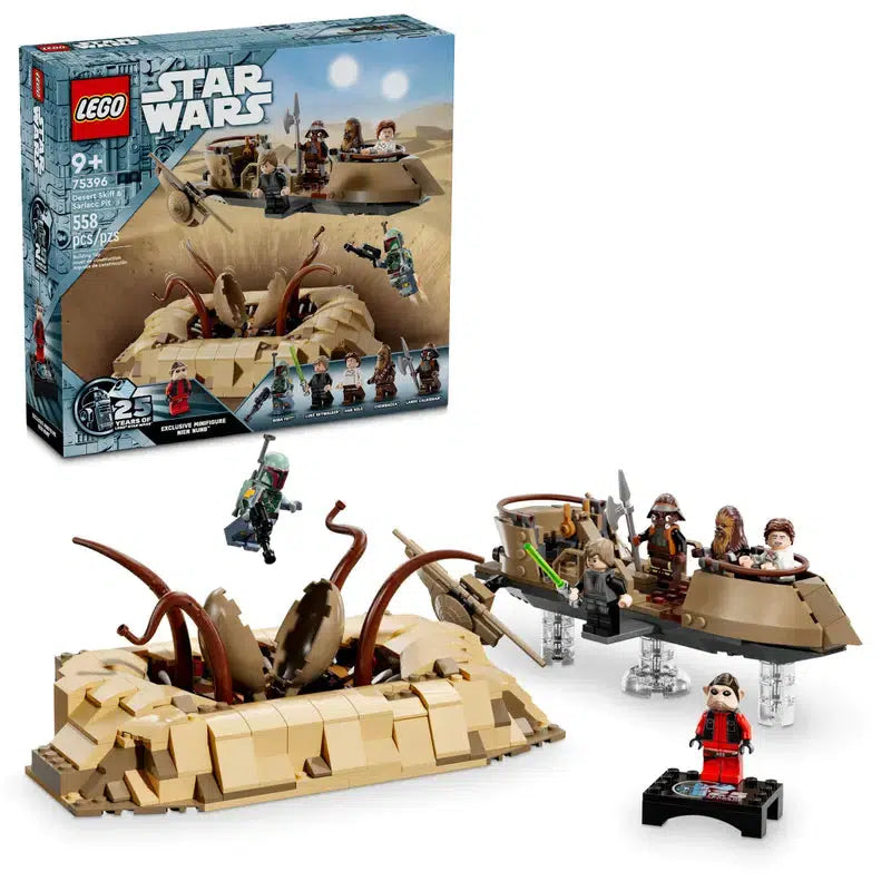 This LEGO Star Wars set is the perfect gift toy for kids, featuring a detailed Sarlacc pit, skiff, and various minifigures. The box beautifully displays the complete set, making it an exciting addition for young Star Wars enthusiasts.