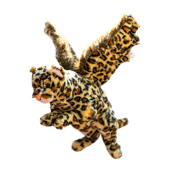 The whimsical stuffed winged leopard toy hovers in the air, capturing the magical essence of Randimal and adding an enchanting touch to your collection of beloved animal characters.