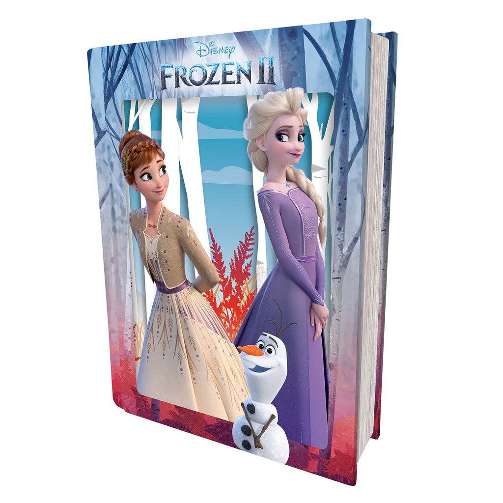 A Frozen Disney II storybook, with Elsa, Anna, and Olaf on the cover against a forest backdrop