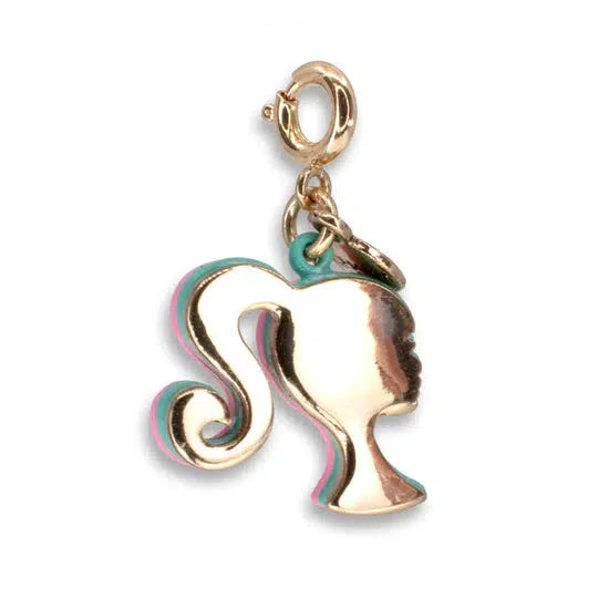 back of barbie logo charm in gold