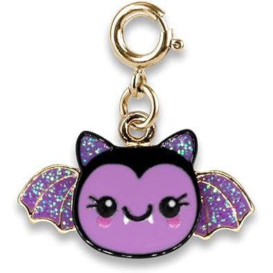 purple glittery bat charm with cute face