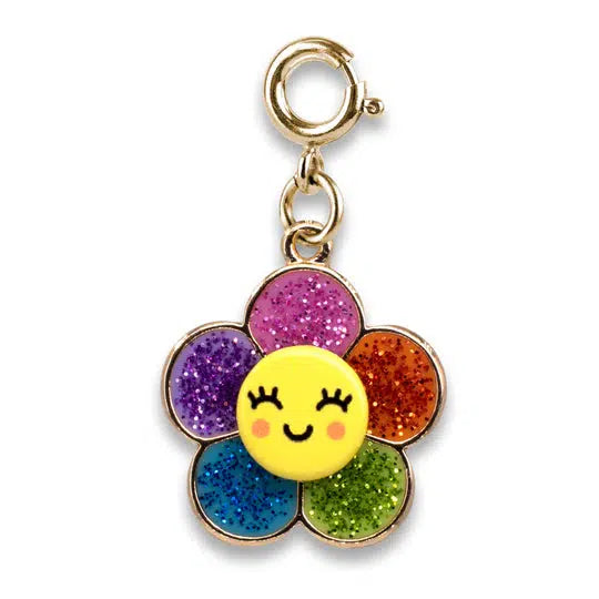 smiling flower charm with rainbow petals