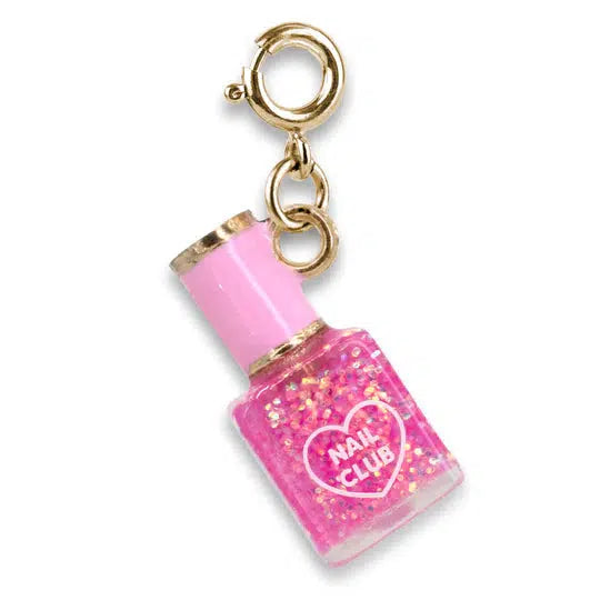 small pink charm resembling glitter nail polish