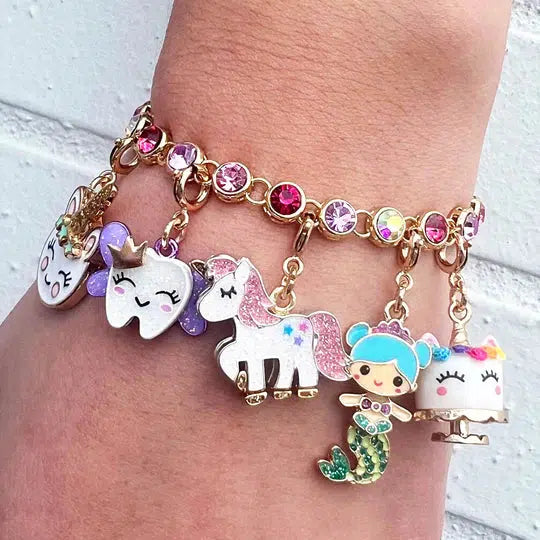 wrist wearing charm bracelet 