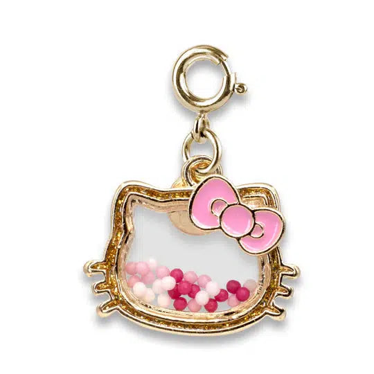 Golden Hello Kitty charm with pink beads inside