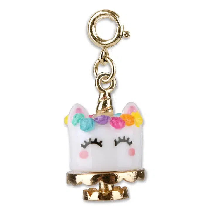 This unicorn-themed dessert charm, adorned with colorful flowers and gold accents, is perfect for adding a magical touch to your charm bracelet. Featuring a clasp for easy attachment, you can also customize it to suit your personal style.