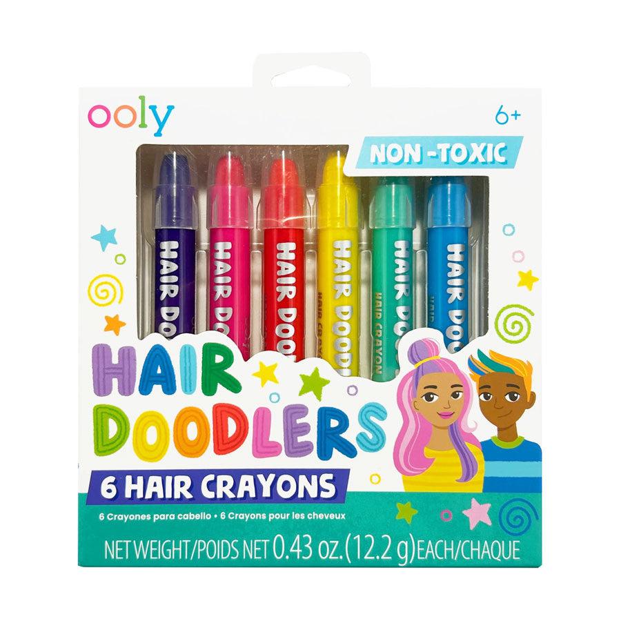 Hair doodlers by Ooly are non toxic crayons for your hair that come in six colors - purple, pink, orange, yellow, green, blue