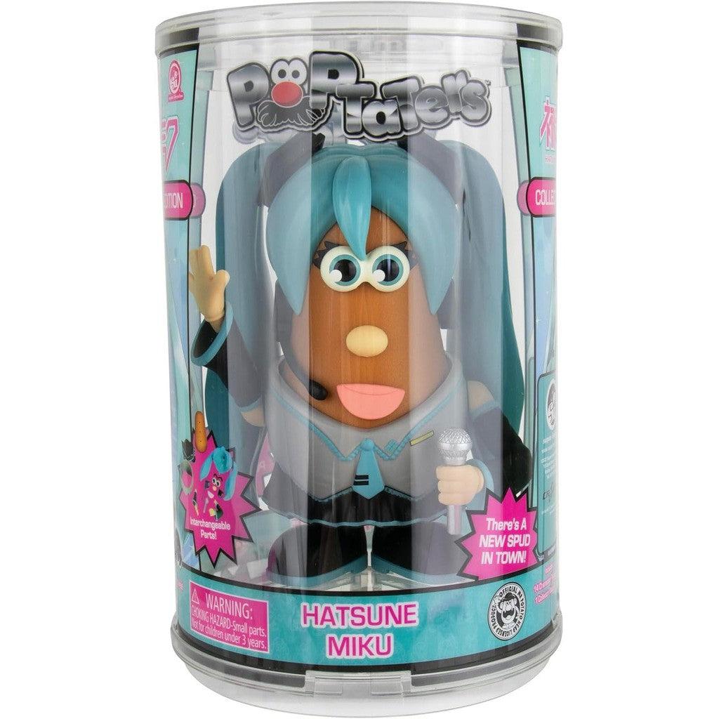 Mr Potato Head dressed as Hatsune Miku inside of a tube packaging