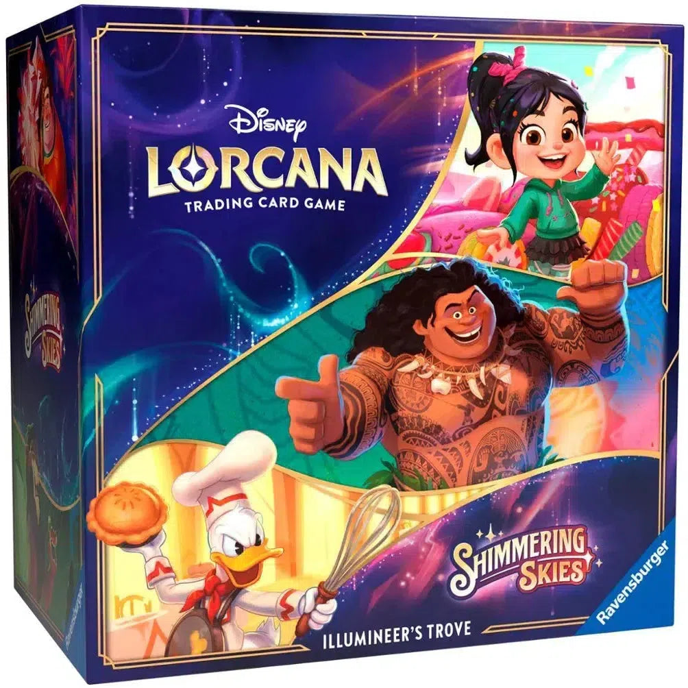 Discover the enchanting world of Disney Lorcana TCG with the "Illumineer's Trove" box, brimming with characters holding magical items. Featuring thrilling booster packs, it's a must-have for collectors and players alike.