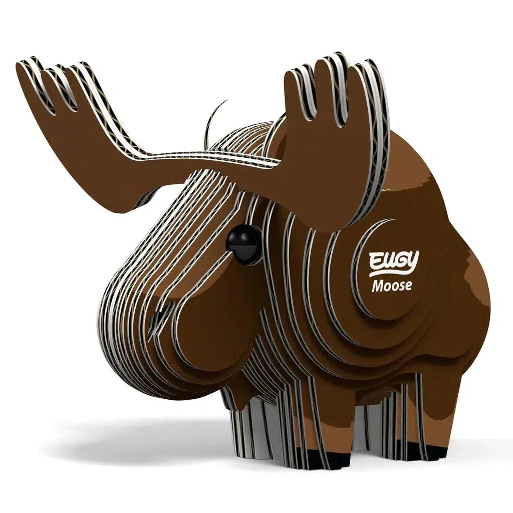 The "Eugy Moose" is a captivating 3D puzzle crafted from layered, eco-friendly materials. Brown with large antlers, this stylized moose not only charms but also subtly integrates STEM concepts into its design.