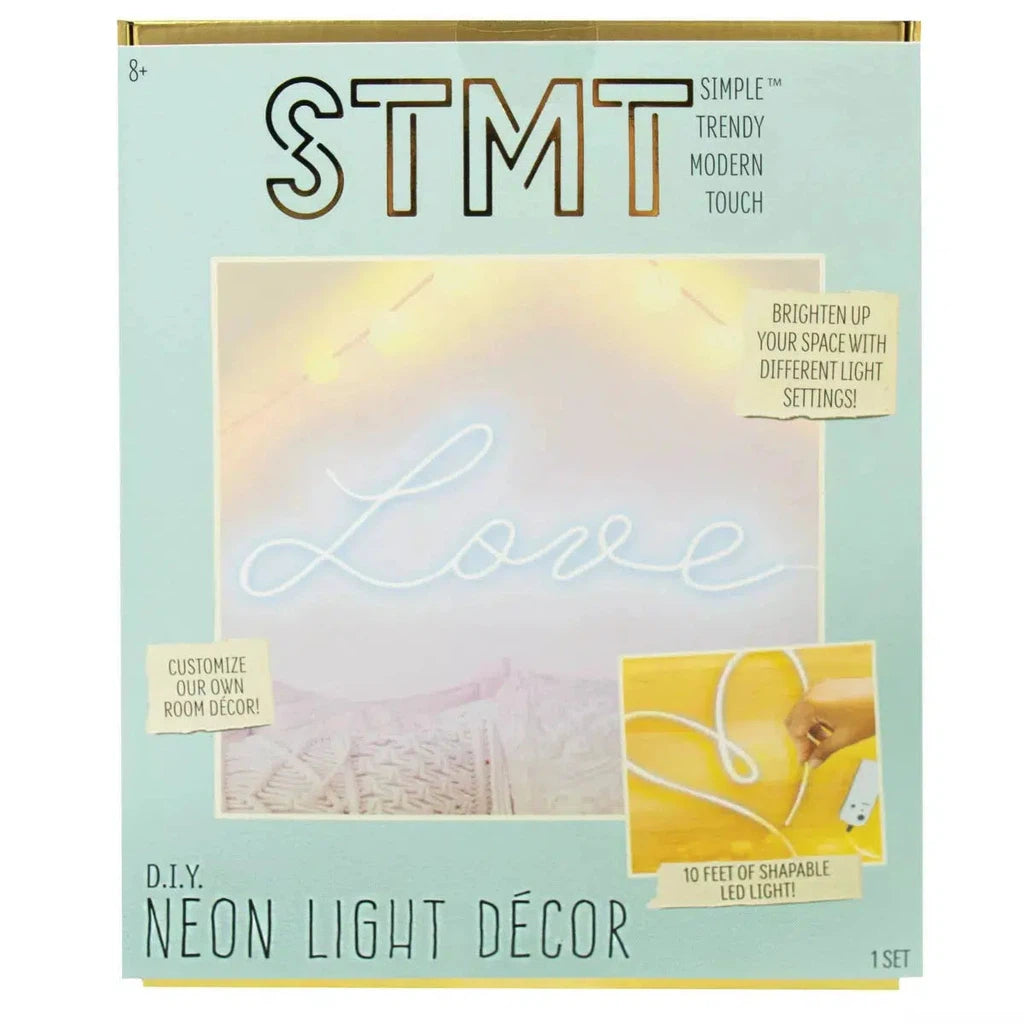 Packaging for STMT LED Light Décor, featuring a "Love" light shape and 10 feet of shapeable LED light.