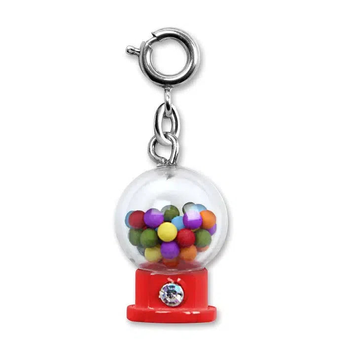 A charming addition for any candy lover, this small gumball machine charm features colorful balls inside a red base and easily attaches to your charm bracelet with a circular metal clasp.