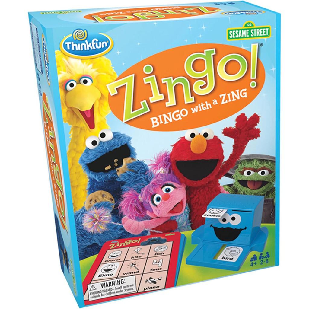 Discover the ThinkFun Sesame Street Zingo! Bingo with a Zing game, featuring beloved Sesame Street characters like Elmo and Cookie Monster. With its card and tile dispenser, it's perfect for ages 4+, helping to build language skills while having fun.