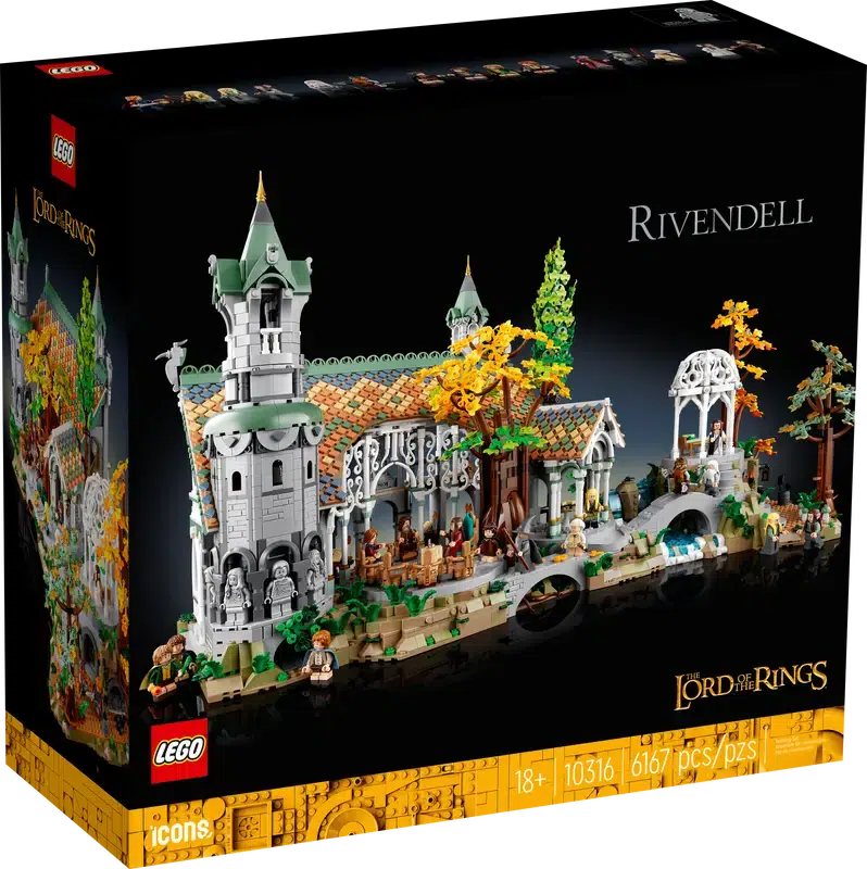 Image of the front of the box. It has a picture of the completely built LEGO Lord of the Rings set.