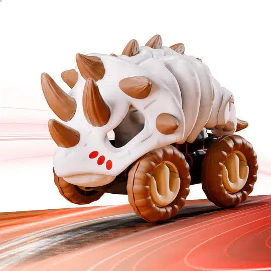 toy car shaped like a triceratops skeleton