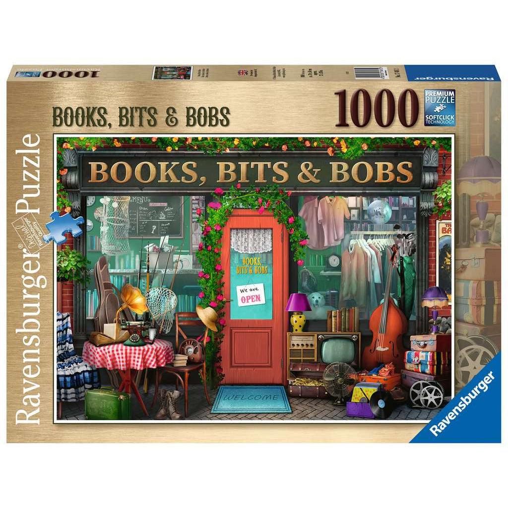 Image shows front of puzzle box. It has information such as brand name, Ravensburger, and piece count (1000pc). In the center is a picture of the finished puzzle. Puzzle described on next image.