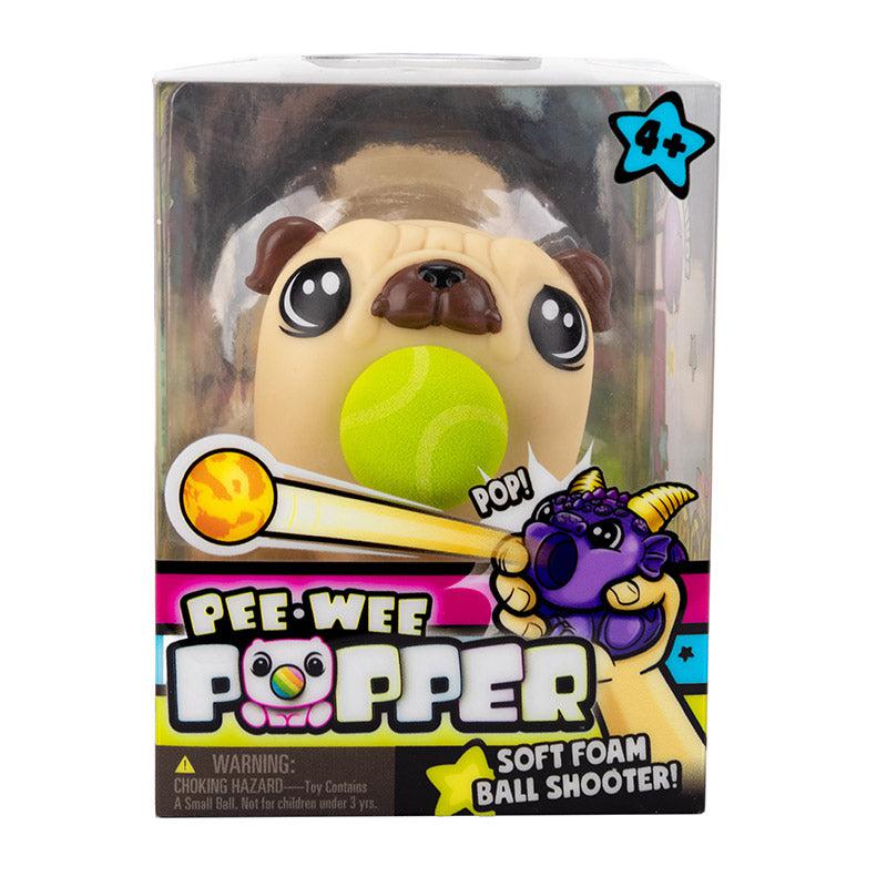 Image of the packaging. The walls are clear so you can see the PeeWee Popper inside.